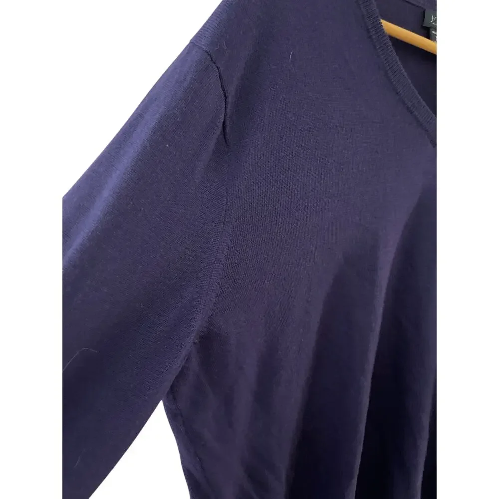 J. Crew Slim Luxe 100% Merino Wool V-Neck Deep Purple Sweater Size‎ XL